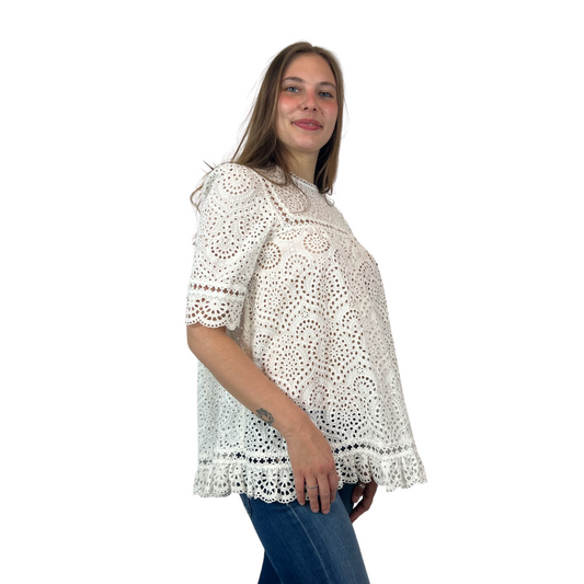 ZIMMERMANN Casacca in pizzo di san gallo bianca