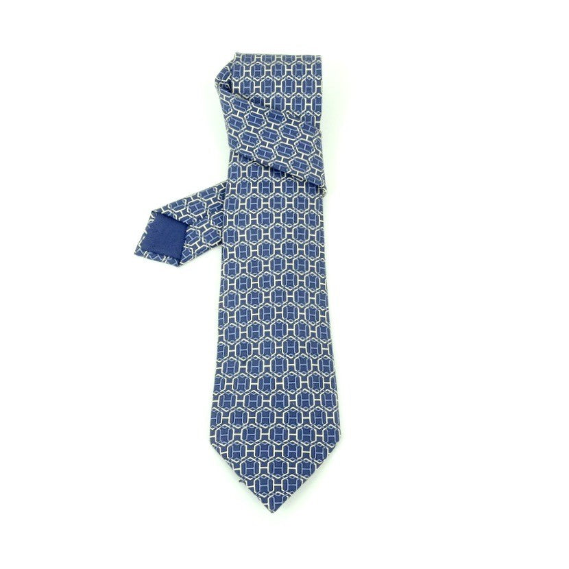 Cravatta Hermes azzurra e bianca