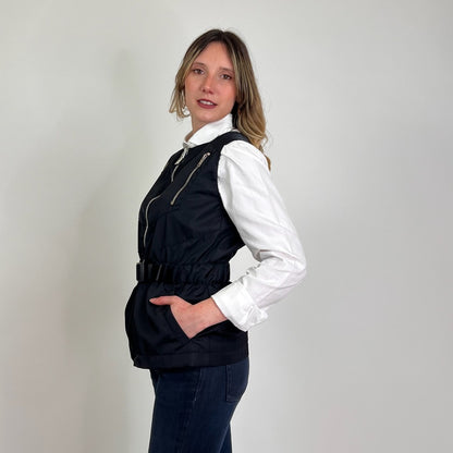 GIVENCHY Gilet in nylon nero con fibbia logo