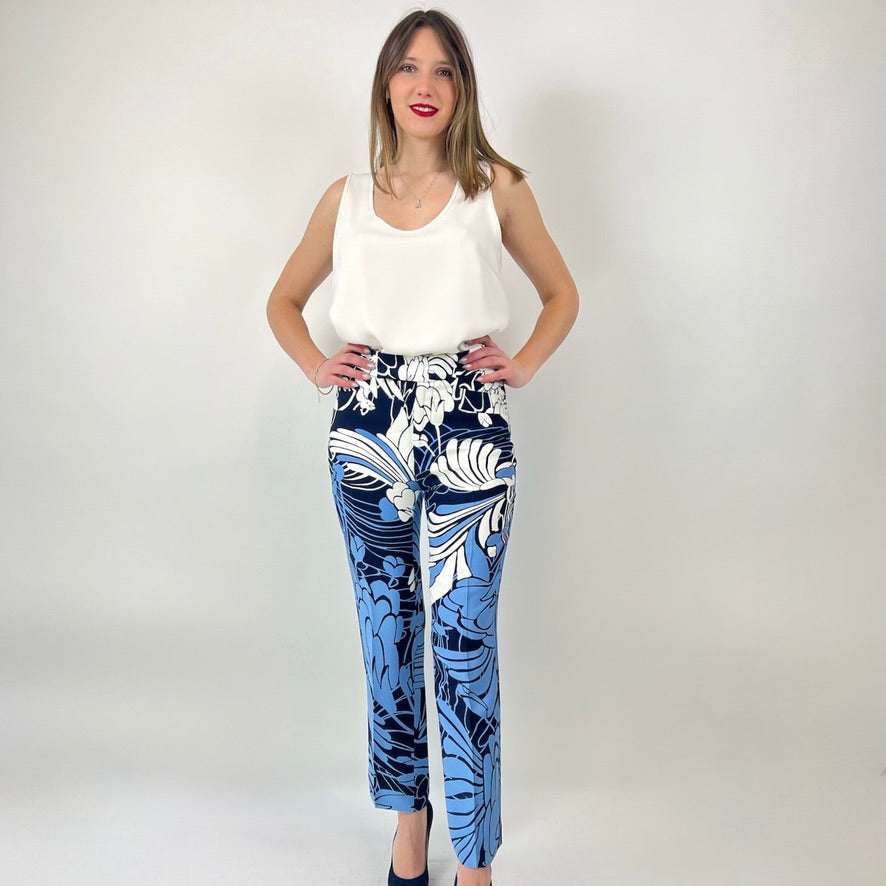 MIU MIU Pantaloni stampati azzurri