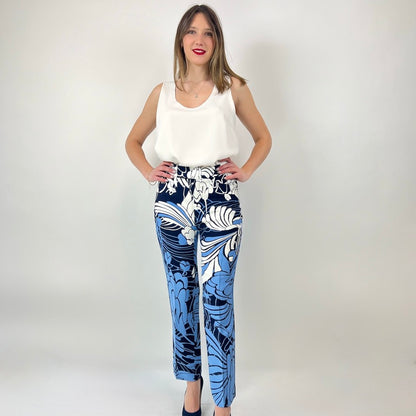 MIU MIU Pantaloni stampati azzurri