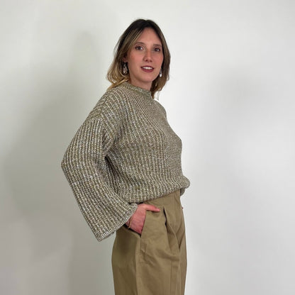 FORTE FORTE Maglione tortora con filo lamè argento