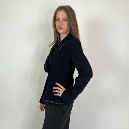 EMPORIO ARMANI Blazer nero con bordi in raso