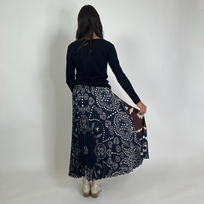 WEEKKEND MAX MARA Gonna lunga plissetata blu e marrone