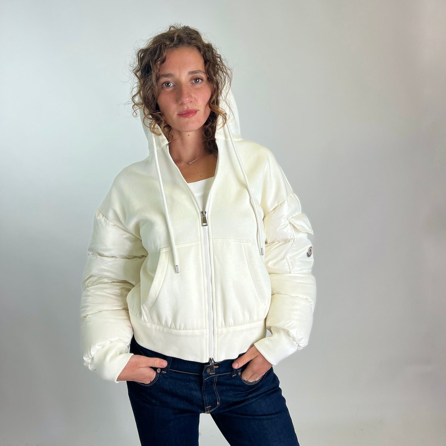 MONCLER Giacca felpa bianca