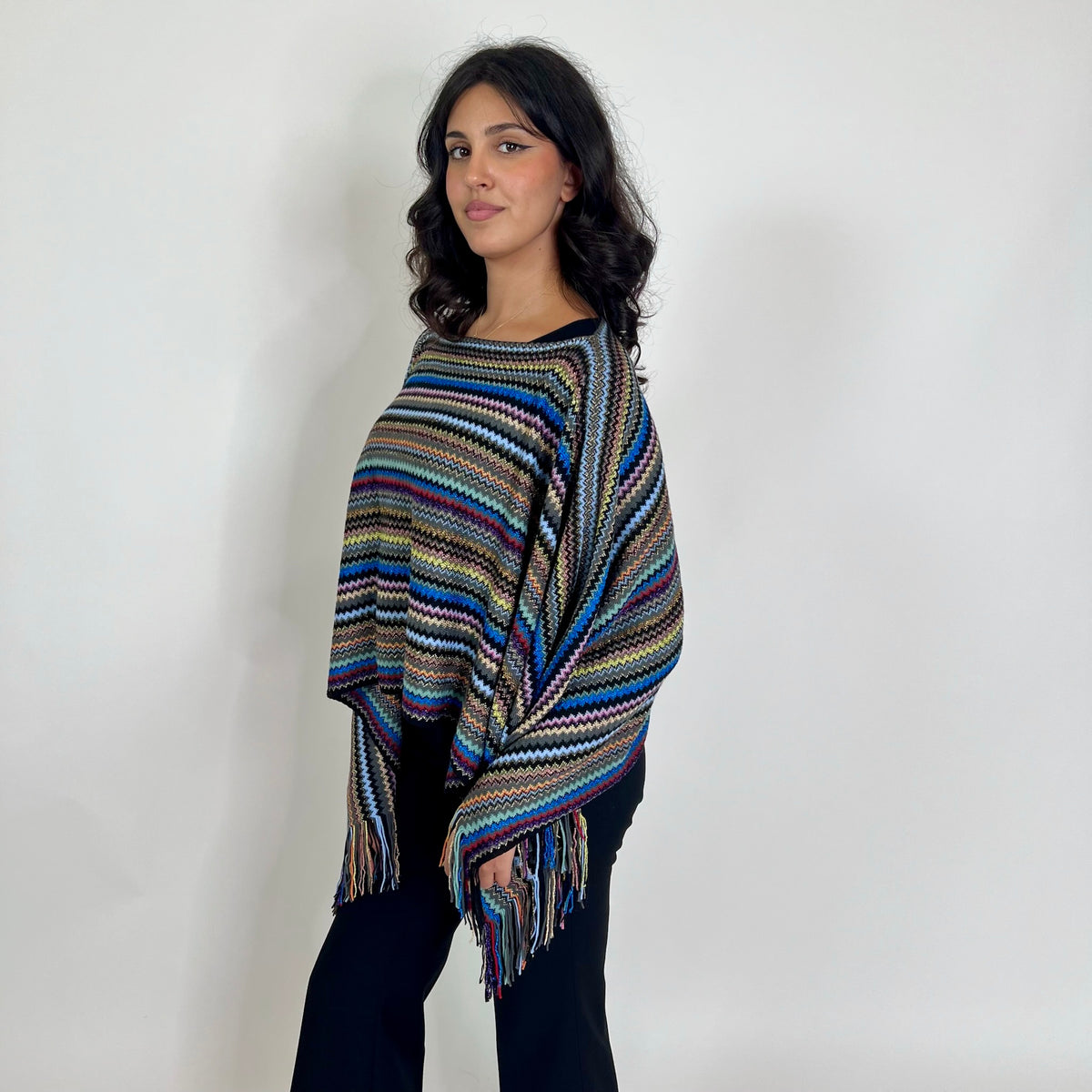 MISSONI Poncho multicolor con frangetta