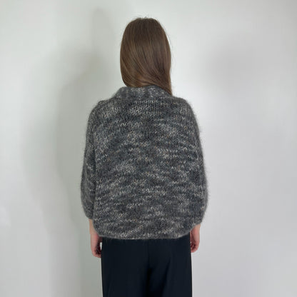 BRUNELLO CUCINELLI Maxi cardigan cashmere e mohair toni grigi