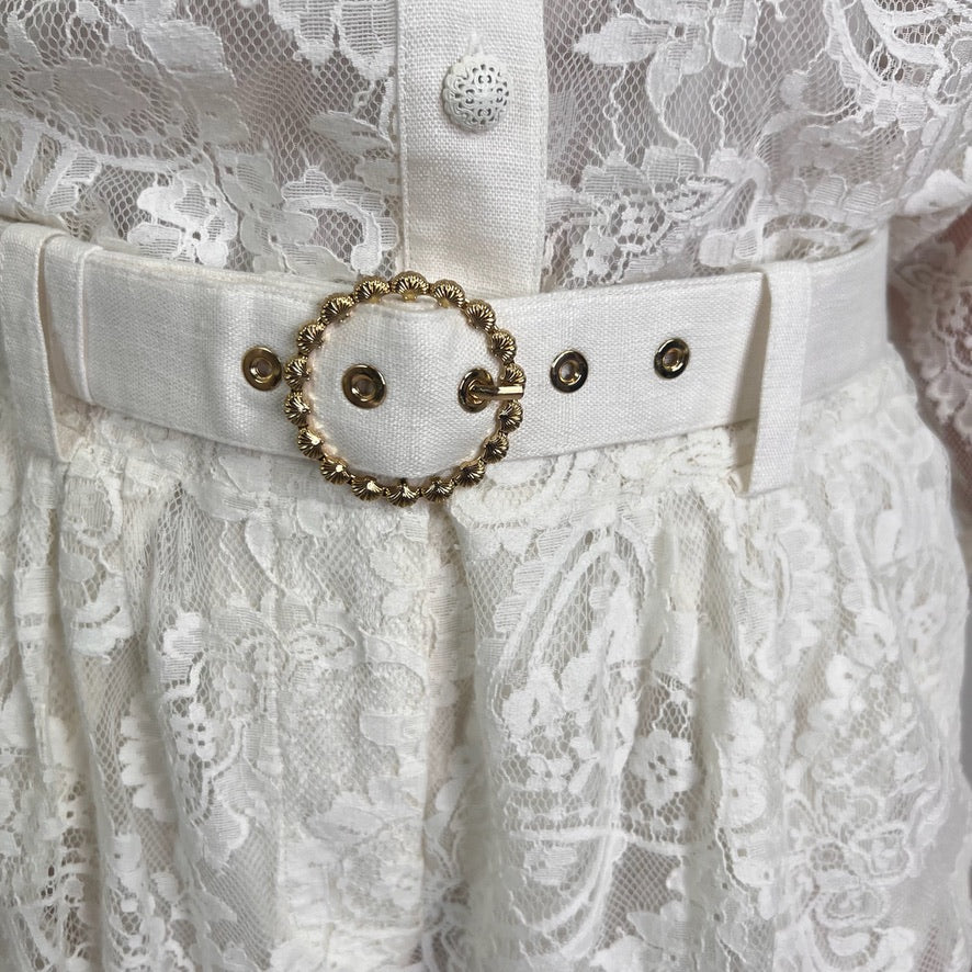 ZIMMERMANN Completo camicia pantalone in pizzo bianco