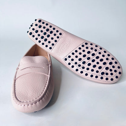 TOD'S Scarpe mocassino in pelle martellata rosa pallido