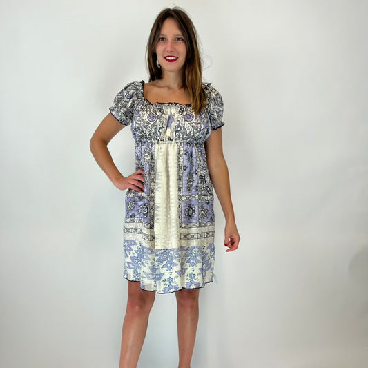 SUI ANNA SUI Abito stile impero glicine e panna