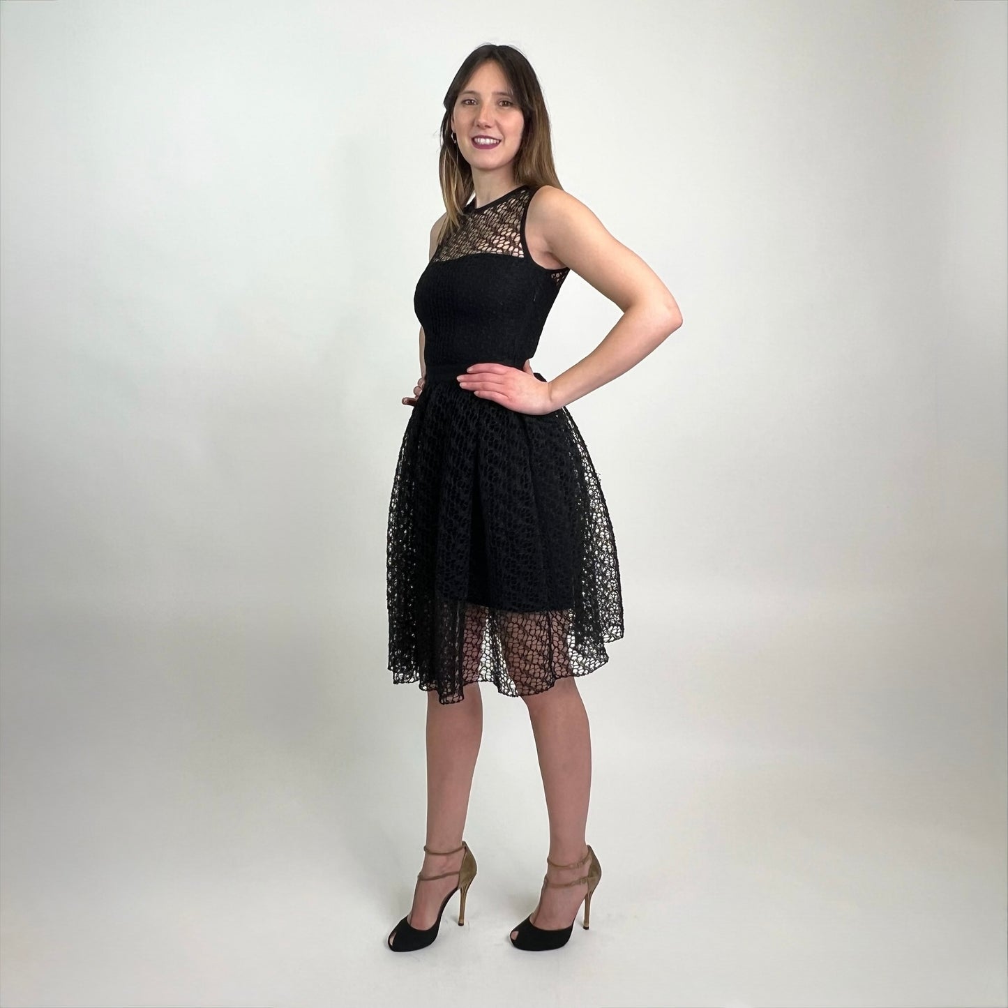 CHRISTIAN DIOR Abito traforato nero