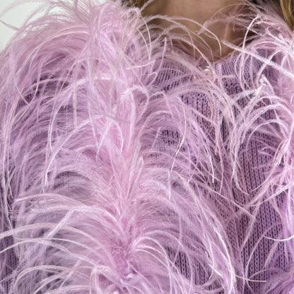 12STOREEZ Giacca in maglia lilla con piume