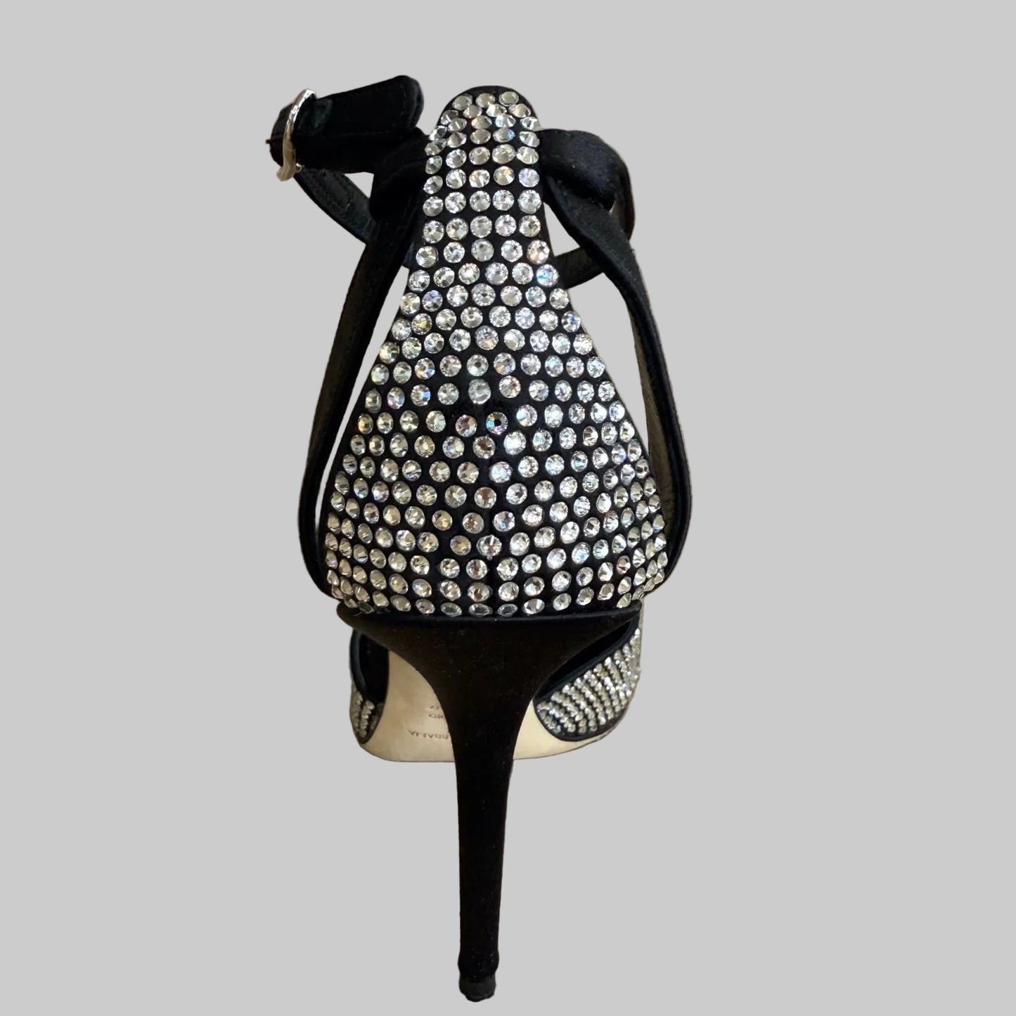 DOLCE & GABBANA Sandalo in raso nero con Swarovski