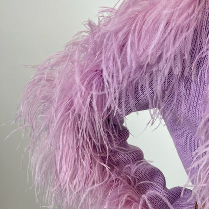 12STOREEZ Giacca in maglia lilla con piume 