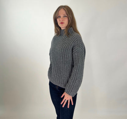 PINORO CASHMERE Maglione in cashmere a coste grigio