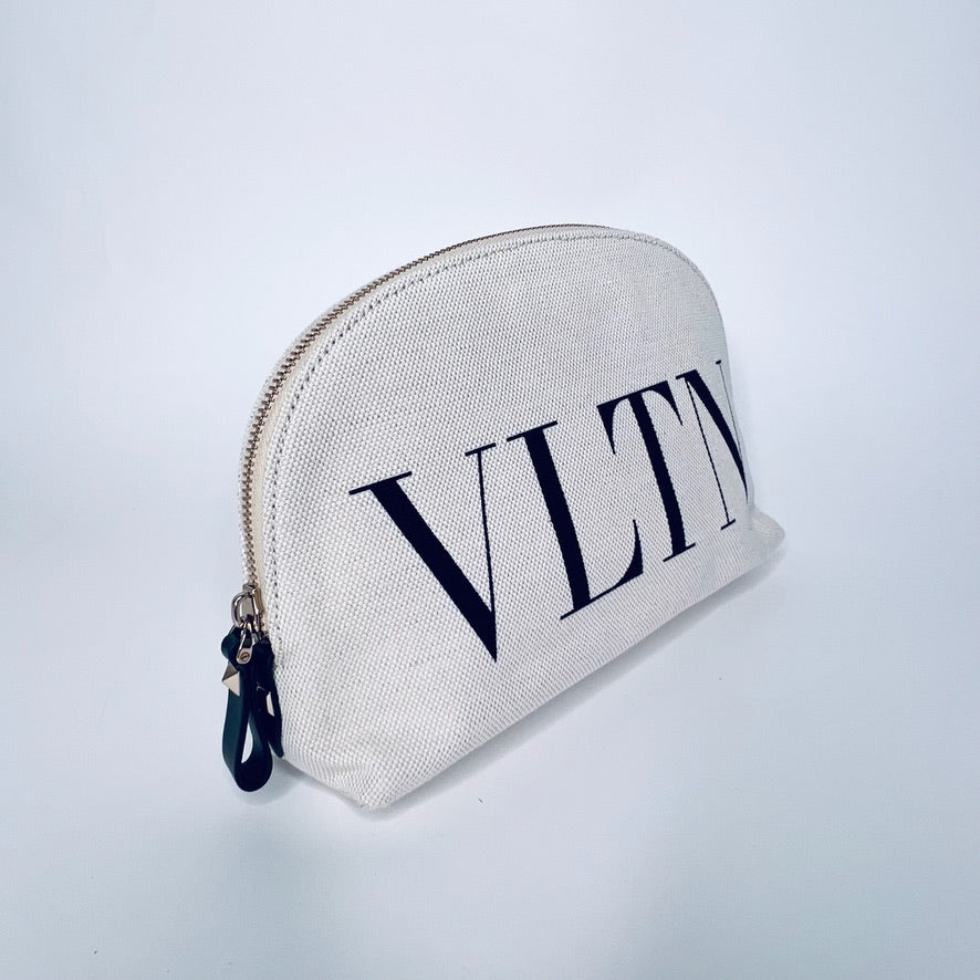 VALENTINO Pochette ovale in canvas naturale