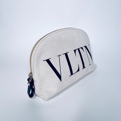 VALENTINO Pochette ovale in canvas naturale