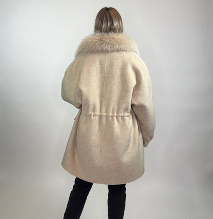 MAX & MOI Giaccone panna con piumino con pelo staccabile