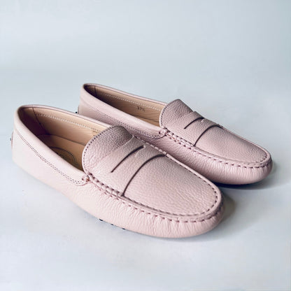 TOD'S Scarpe mocassino in pelle martellata rosa pallido