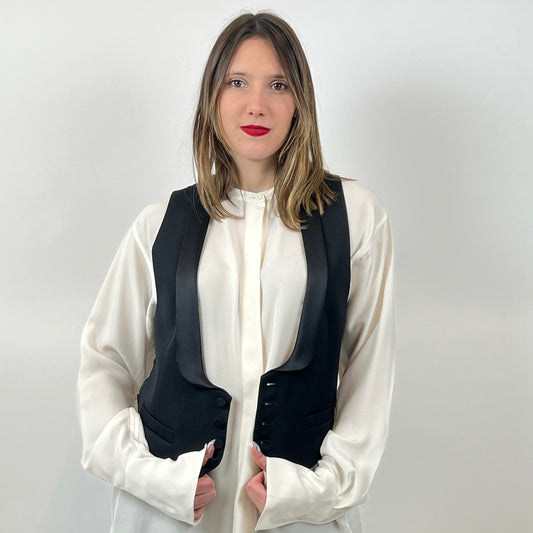 SAINT LAURENT Gilet smocking nero