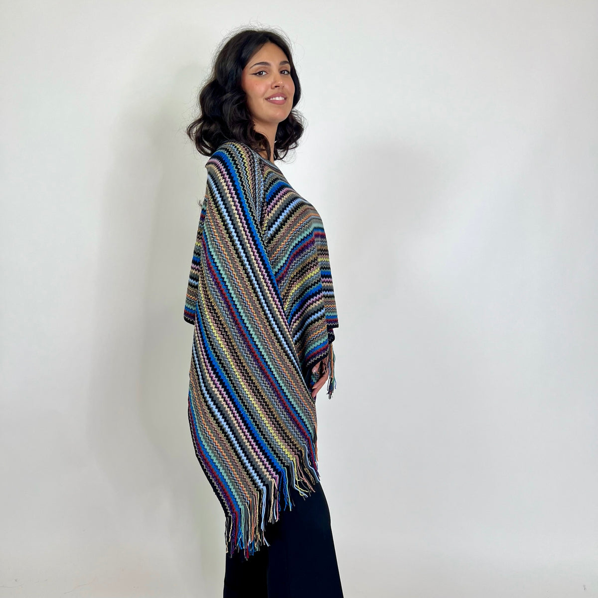 MISSONI Poncho multicolor con frangetta