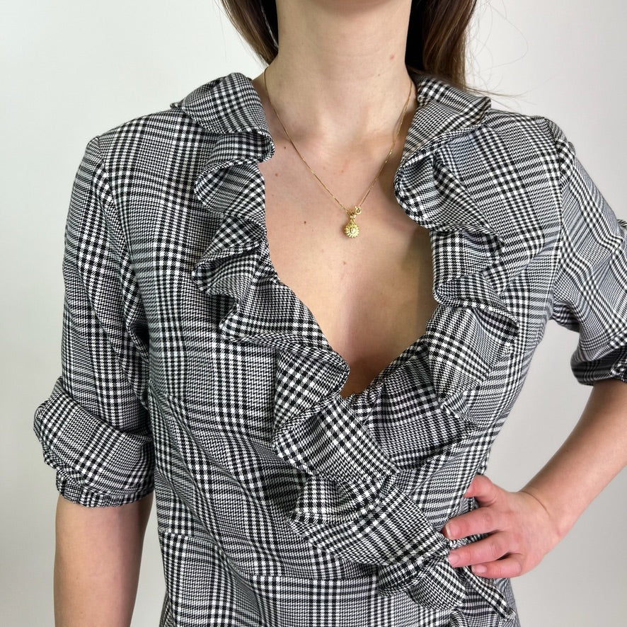 AVA ADORE Abito pied de poule bianco e nero