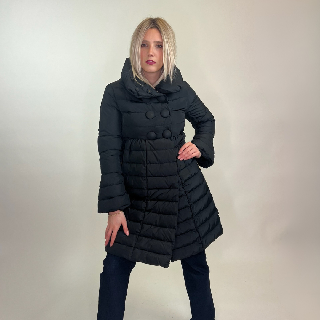 MONCLER Piumino lungo doppio petto nero