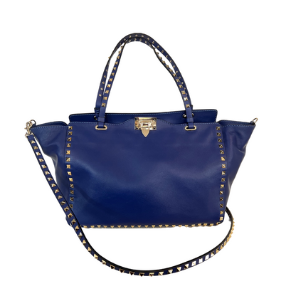 VALENTINO Borsa shopping Rock Stud bluette
