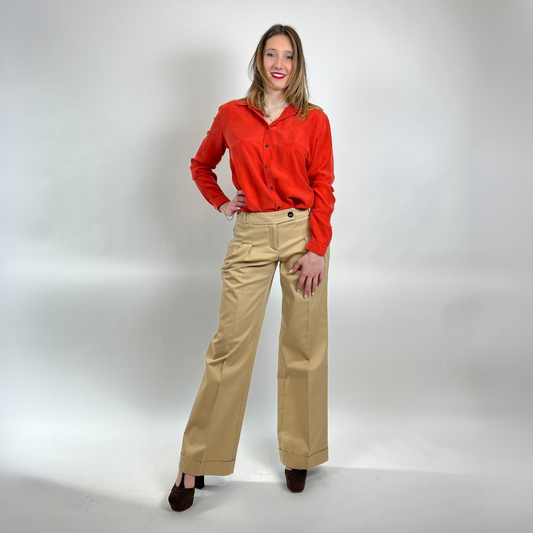 BURBERRY Pantaloni beige a palazzo con pence