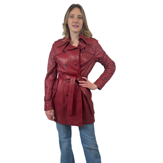 CUOIERIA FIORENTINA Trench in pelle bordeaux