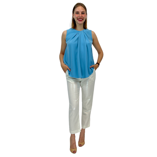 BALENCIAGA Top azzurro con pence