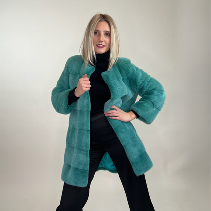 ROYAL Pelliccia in visone verde acqua