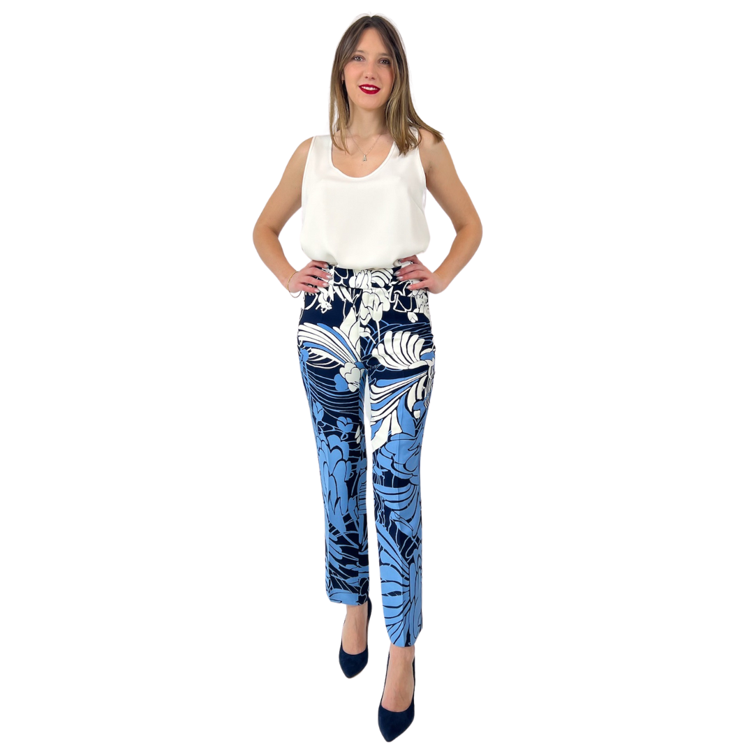 MIU MIU Pantaloni stampati azzurri