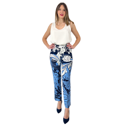 MIU MIU Pantaloni stampati azzurri