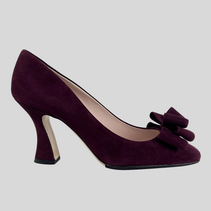 MIU MIU Scarpe in camoscio burgundy con fiocco