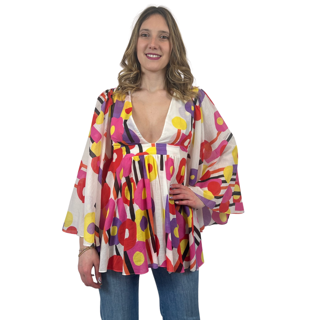 JUST CAVALLI Casacca in voile di cotone fondo bianco
