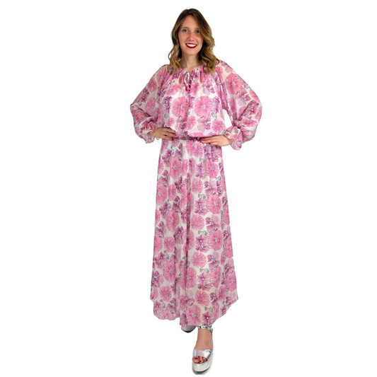 NOLITA Abito lungo fiorato rosa