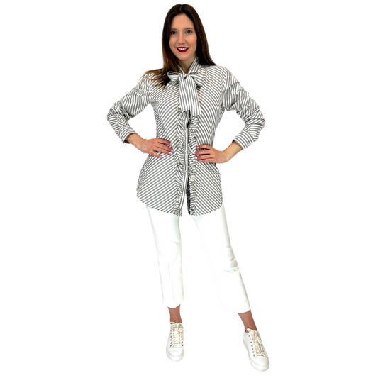 AGLINI Camicia rigata grigia