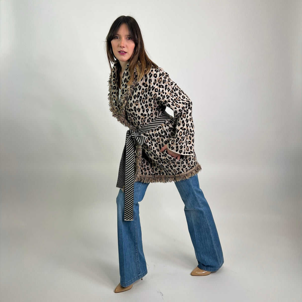 TONALI Cardigan lungo maculato