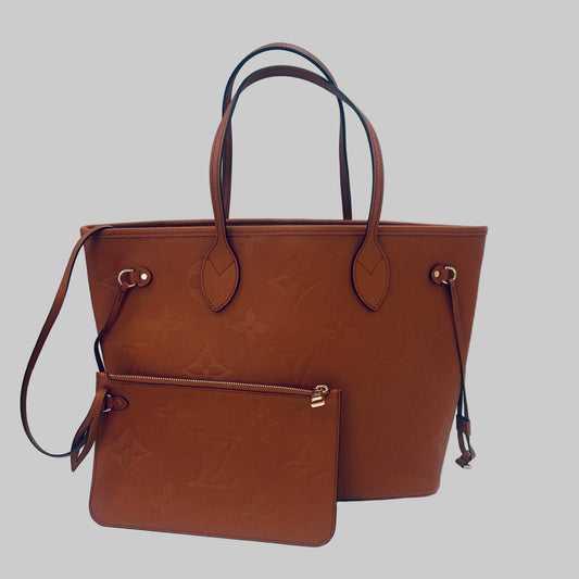 LOUIS VUITTON Borsa Neverfull MM monogram empreinte cuoio