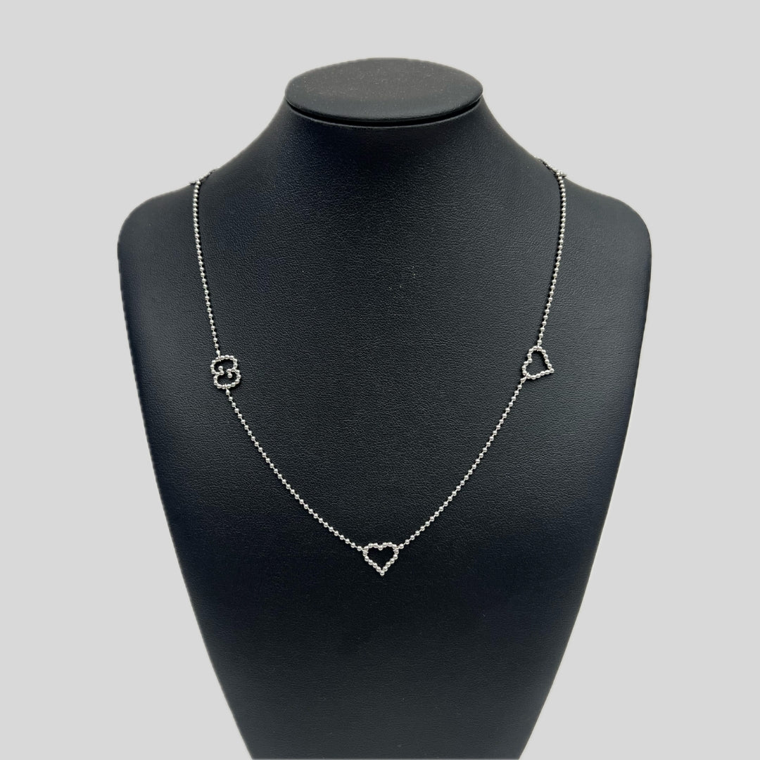 GUCCI Collana "Interloking" cuori in argento 925