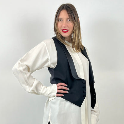 SAINT LAURENT Gilet smocking nero