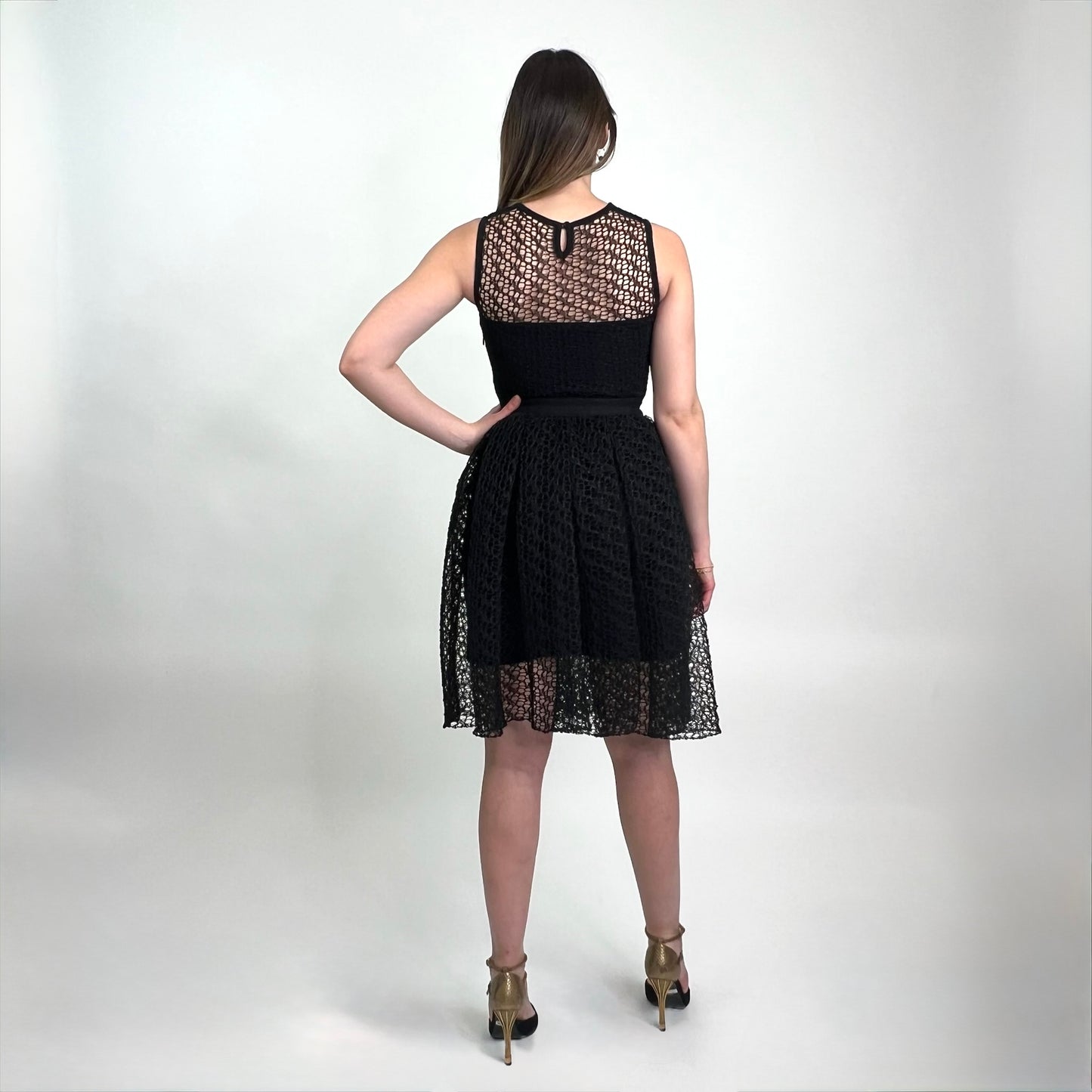 CHRISTIAN DIOR Abito traforato nero