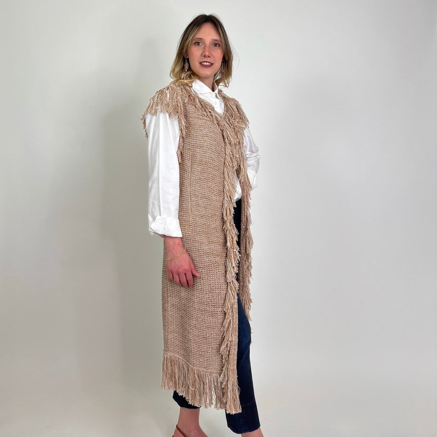 CHARLOTT Gilet in maglia beige filo lamè