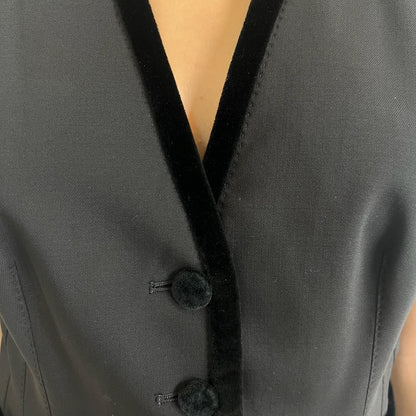 DOLCE & GABBANA Completo gilet e pantaloni nero con dettagli in velluto