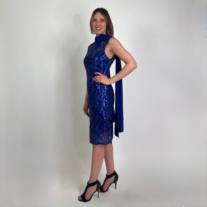 LUISA SPAGNOLI Abito tubino blu con paillettes