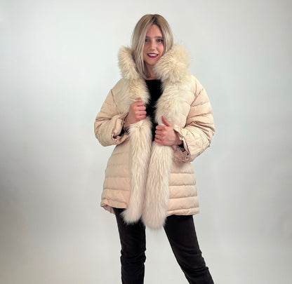 MAX & MOI Giaccone panna con piumino con pelo staccabile