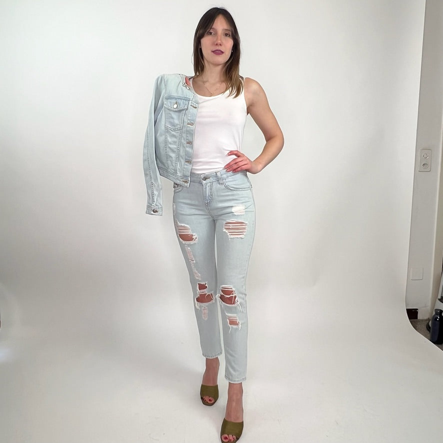 BLUMARINE Jeans azzurro chiaro con dettaglo gioiello