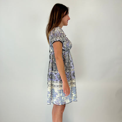 SUI ANNA SUI Abito stile impero glicine e panna