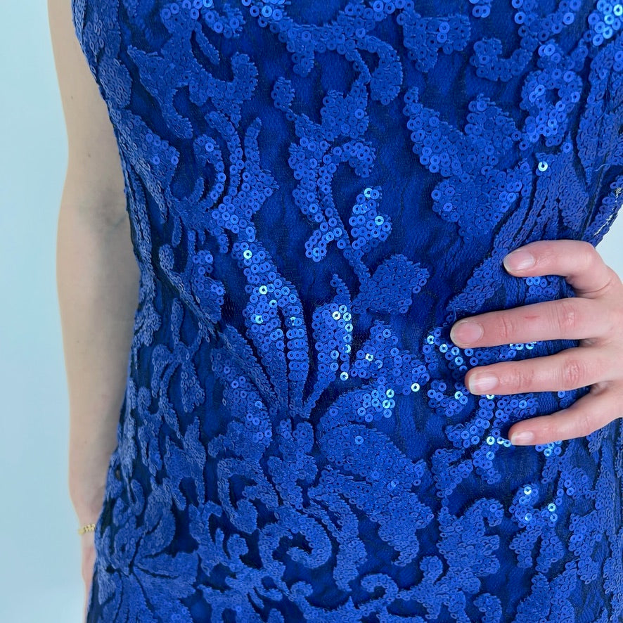 LUISA SPAGNOLI Abito tubino blu con paillettes